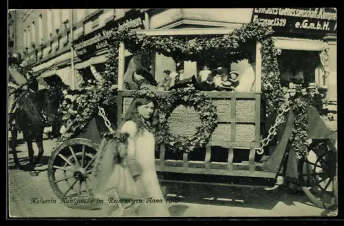 AK Kassel, Tausendjahrfeier, Kaiserin Kunigunde im Reisewagen, anno 1015