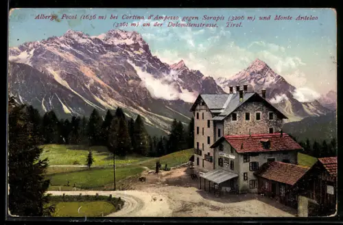 AK Cortina d`Ampezzo, Albergo Pocol gegen Sorapis & Monte Antelao