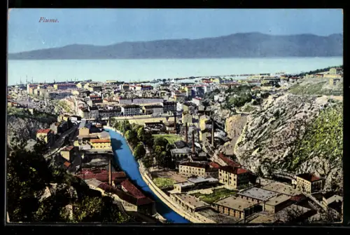 AK Fiume, Panorama mit Gebirge