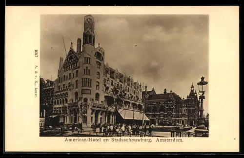 AK Amsterdam, American-Hotel en Stadsschouwburg