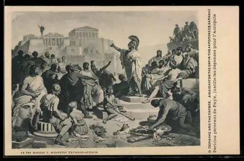 Künstler-AK Athen, Pericles vor der Akropolis