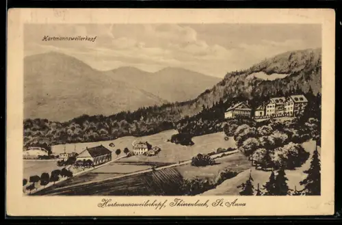 AK Thierenbach, Ortspartie mit St. Anna und Hartmannsweilerkopf