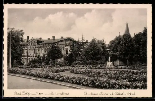 AK Bad Polzin, Kurhaus Friedrich Wilhelm-Bad, Gartenanlage
