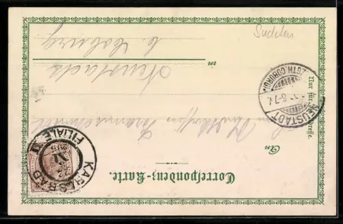 Lithographie Karlsbad, Strassenansicht