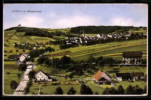 AK Höritz, Blick auf den Ort im Böhmerwald