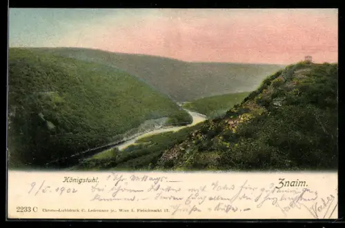 AK Znaim, Königsstuhl über dem Thayatal