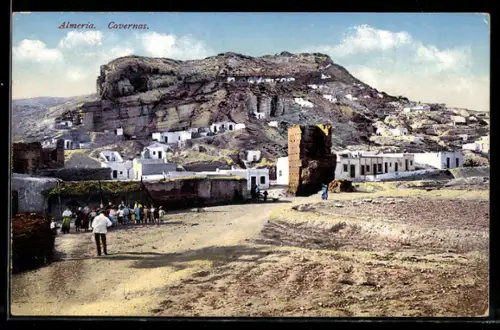AK Almeria, Cavernas, Teilansicht mit Höhlenwohnungen