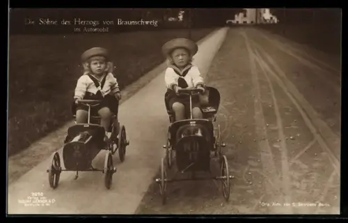 AK die Söhne des Herzogs von Braunschweig im Automobil