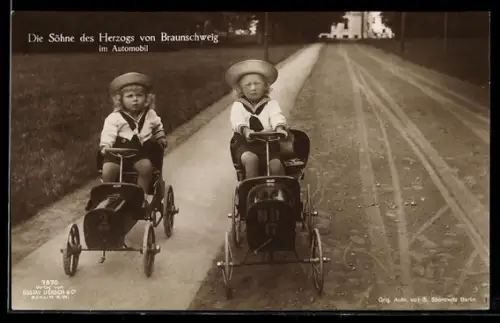 AK die Söhne des Herzogs von Braunschweig im Automobil