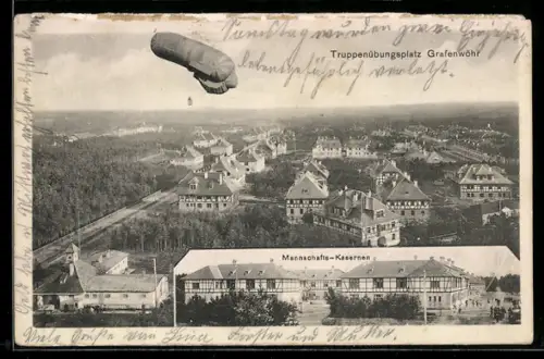 AK Grafenwöhr, Ballon über dem Truppenübungsplatz, Mannschafts-Kaserne