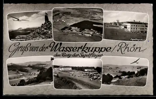 AK Gersfeld, Fliegerdenkmal, Segelflugschule, Ortsansichten