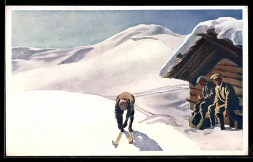 AK Mann legt sich die Ski an