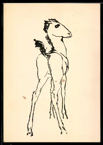 Künstler-AK sign. Renée Sintenis: Fohlen, Radierung von 1921