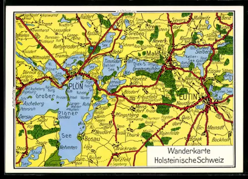 AK Eutin, Wanderkarte Holsteinische Schweiz mit Bosau, Thürk und Plön