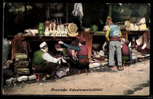 AK Bosnische Schusterwerkstätten mit Handwerkern