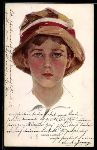 Künstler-AK Philip Boileau: Junge mit Hut