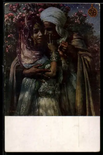 Künstler-AK sign. A. Dinet: Arabische Liebesnacht