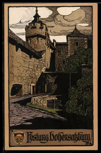 Steindruck-AK Deutscher Schulverein NR: 310, Hohensalzburg, Blick auf die Festung