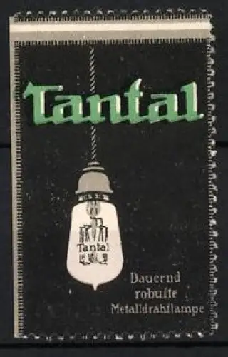Reklamemarke Tantal, dauernd robuste Metalldrahtlampe, Glühbirne