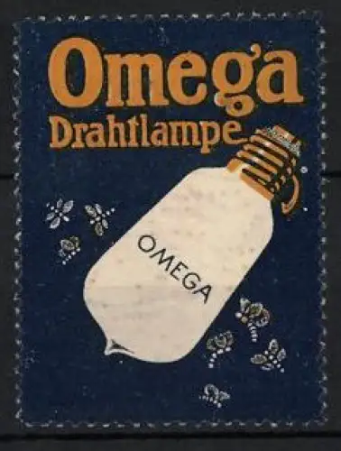 Reklamemarke Omega Drahtlampe, Glühbirne