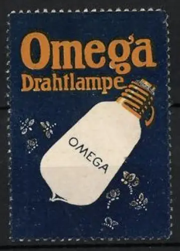 Reklamemarke Omega Drahtlampe, Glühbirne