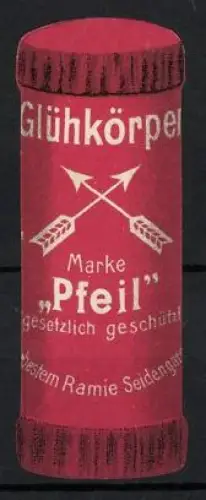 Reklamemarke Glühkörper Marke Pfeil, Gekreuzte Pfeile