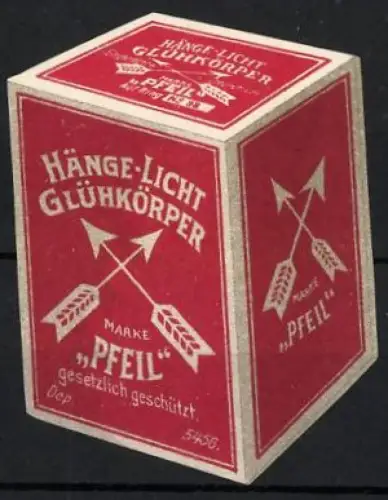 Reklamemarke Hänge-Licht, Glühkörper Marke Pfeil, Pfeile
