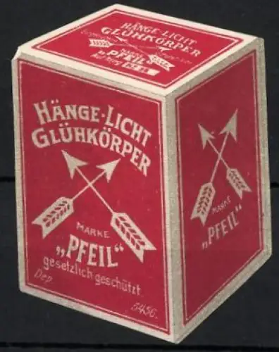 Reklamemarke Hänge-Licht Glühkörper, Pfeile