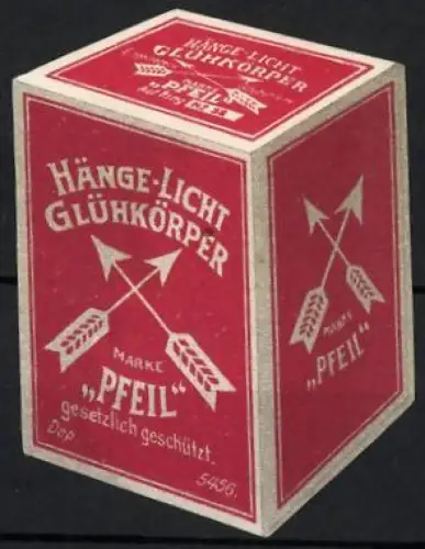 Reklamemarke Hänge-Licht Glühkörper Marke Pfeil, Gekreuzte Pfeile