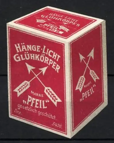 Reklamemarke Hänge-Licht Glühkörper, Pfeil als Symbol