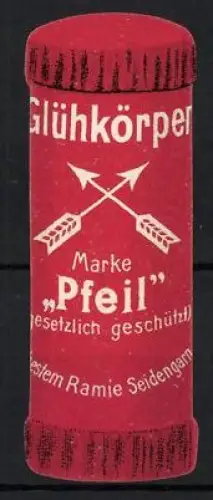 Reklamemarke Glühkörper Marke Pfeil, Gekreuzte Pfeile