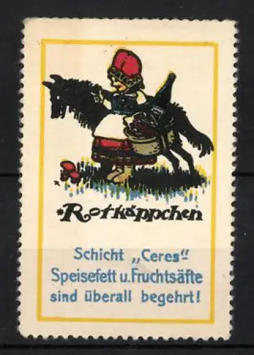 Reklamemarke Schicht Ceres Fruchtsäfte, Rotkäppchen mit Wolf