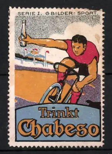 Reklamemarke Chabeso, Radfahrer mit Flasche