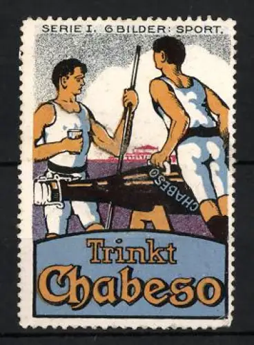 Reklamemarke Chabeso, Turner auf einer Brauseflasche