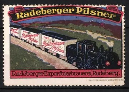 Reklamemarke Radeberg, Radeberger Pilsner, Dampflokzug