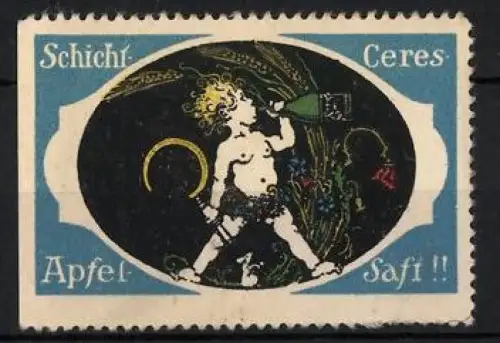 Reklamemarke Ceres Apfel Saft, trinkender Putto