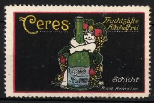 Reklamemarke Ceres Fruchtsäfte Alkoholfrei, Kind mit Flasche