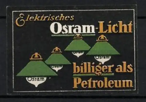 Reklamemarke Elektrisches Osram-Licht, Grüne Lampen