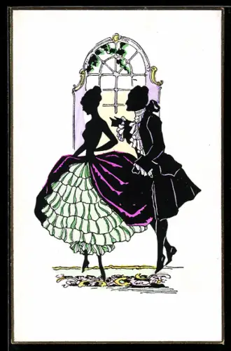 AK Rokoko-Paar, Höfische Szene