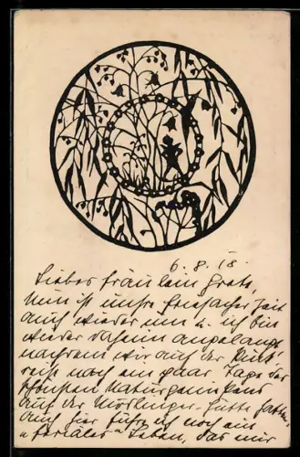 AK Elfe unter Glockenblumen