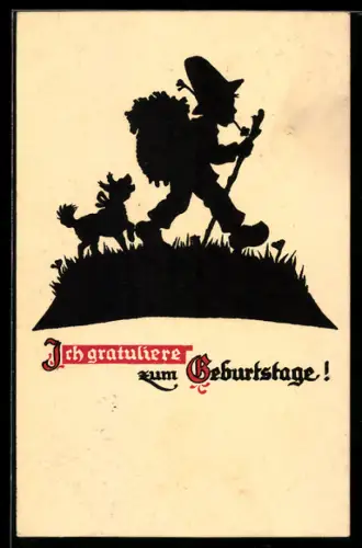 AK Kleiner Gratulant mit Hund, Geburtstagsgruss