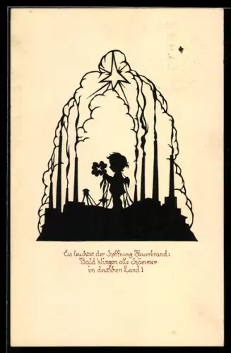 AK Es leuchtet der Hoffnung Feuerband..., Kleiner Engel mit Kleeblatt
