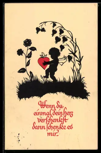 AK Wenn du einmal dein Herz verschenkst..., Engel mit Herz