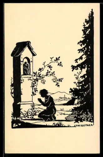 AK Betende vor einem Bildstock