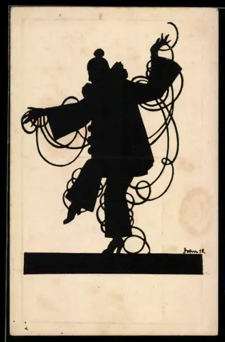 AK Pierot, Scherenschnitt eines Feldgrauen