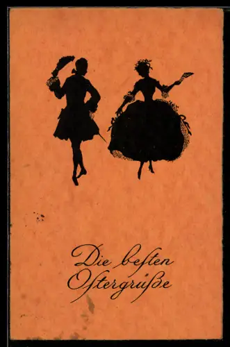 AK Rokoko-Paar beim Tanz, Ostergruss