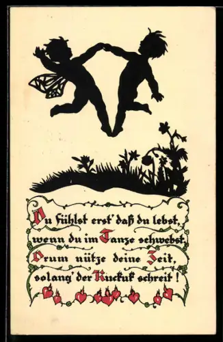 AK Tanzend schwebendes Elfenpaar