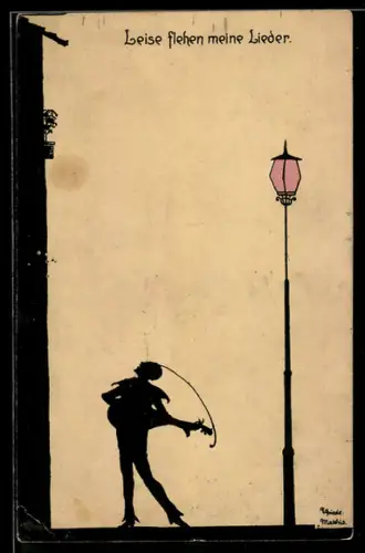 AK Leise flehen meine Lieder, Sänger unter einem Fenster