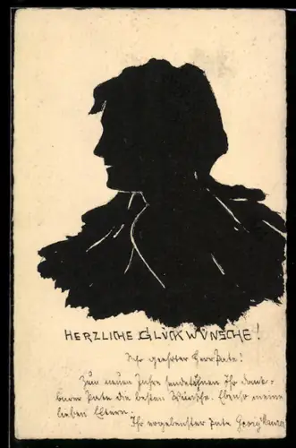 AK Frauenportrait, Herzliche Glückwünsche