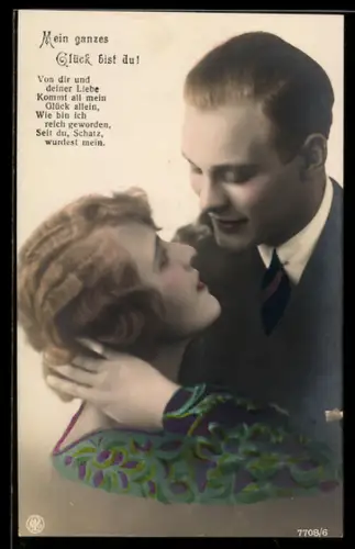 Foto-AK NPG Nr. 7708/6: Junges Paar in trauter Zweisamkeit